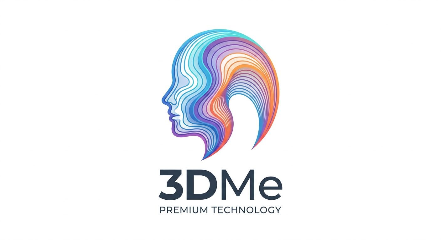 3DMe logo: layered spectrum profile of a human head
